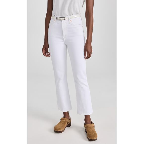RE/DONE NWT 70s Crop Boot Jeans White Denim Size 31 High Rise Recycled Levi’s - Picture 1 of 8